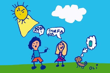 Olivia Loiseau Vellón, de 7 años; la hija de Tute ilustró este pasaje de la novela de Natacha