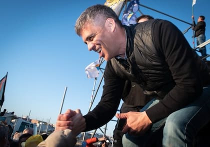 Omar Zeidán, candidato a diputado nacional por Cambia Santa Cruz, durante un acto de campaña con Patricia Bullrich.