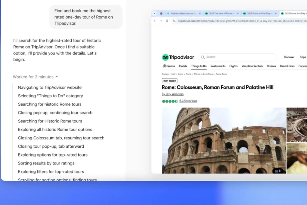 Operator puede realizar tareas con autonomía propia a partir de simples prompts, como reservar un hotel para tus vacaciones en Booking o hacer un pedido de compra en Amazon. Crédito: OpenAI.