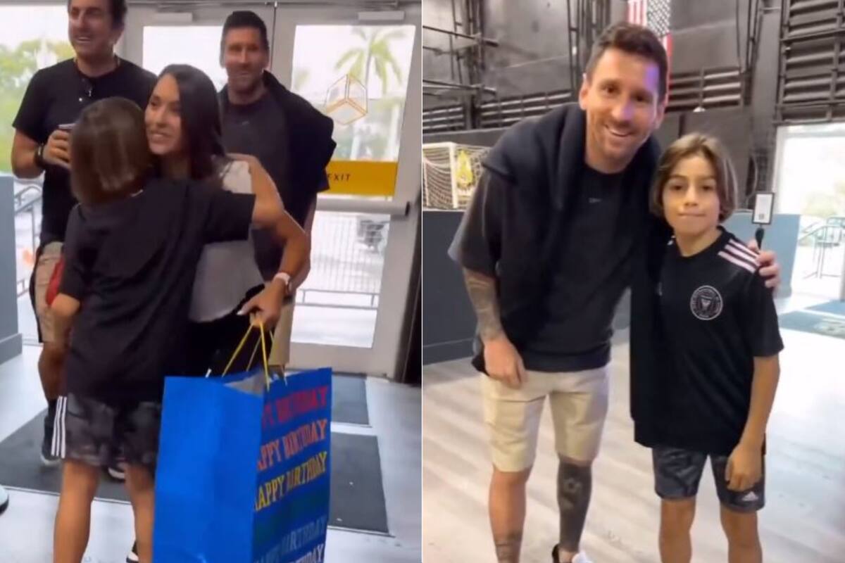 Organizó su cumpleaños en una canchita de fútbol y de invitado llegó Leo Messi. Captura/ @porqueTTarg