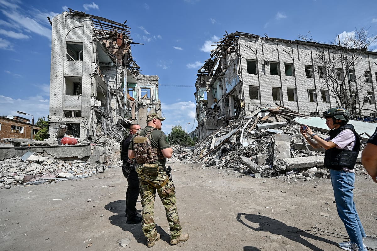ORIKHIV, UKRAINE - AUGUST 10, 2023 - A building is ruined as a result of shelling by Russian troops in Orikhiv which is close to the front line, Zaporizhzhia Region, southeastern Ukraine. (Photo credit should read Dmytro Smolienko / Ukrinform/Future Publishing via Getty Images)