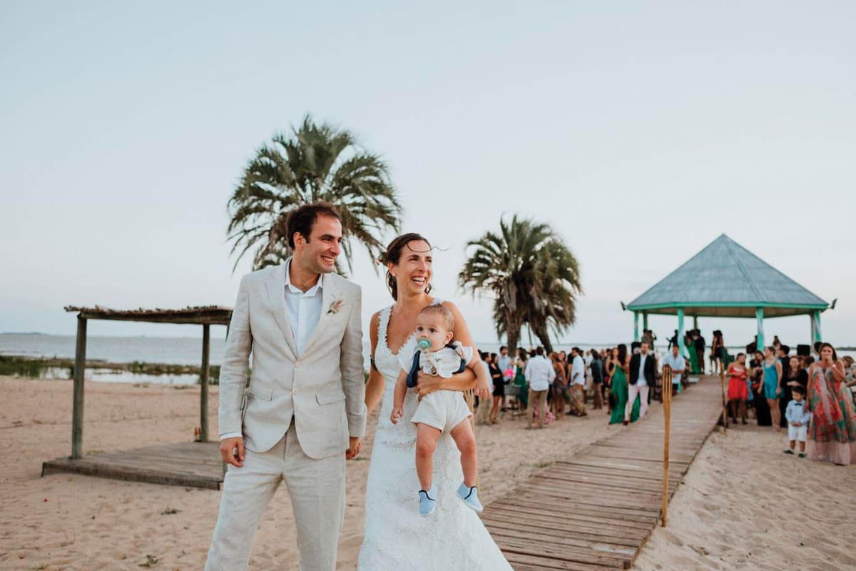 Ornela, Nicolás y Mateo, el día de la boda