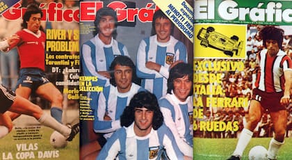 Ortiz en tres tapas de la revista "El Gráfico"