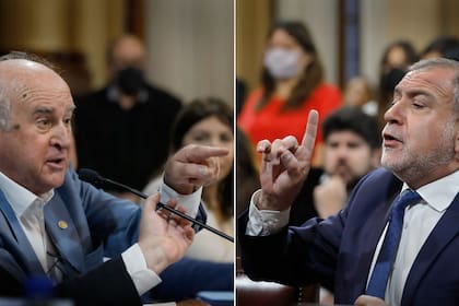 Oscar Parrilli y Luis Juez, durante el debate en comisión en el Senado
