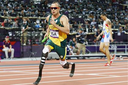 Oscar Pistirius, en la posta 4x400 de los Juegos Olímpicos de Londres 2012