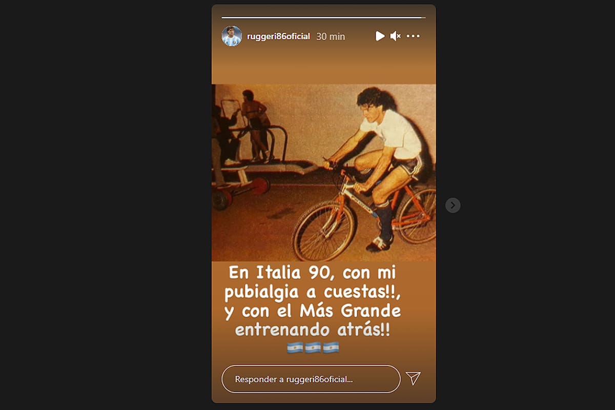 Oscar Ruggeri compartió una foto, entrenando junto a Diego Maradona en Italia 90