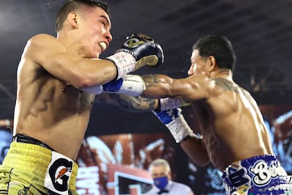 Una escena de la pelea entre Oscar Valdez y Miguel Berchelt, en Las Vegas.