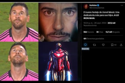 Otra imagen donde se puede ver el comparativo entre la postura de Messi y la de Iroman