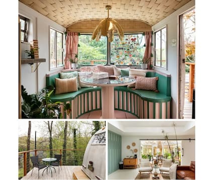Otra parte del interior del remolque forma parte de la casa del árbol puesta en alquiler en Airbnb