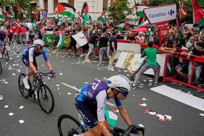 Otras de las manifestaciones a favor de Palestina en la Vuelta de España.
