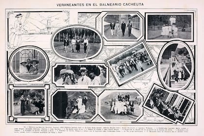 Otro aviso de la Revista BAP con la fotografía social de la época. En el epígrafe figuran los huéspedes ilustres: Lacroze, Devoto, Varela, Villanueva, Civit, De Vedia, entre otros.