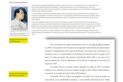 Otro de los fragmentos del posteo de Wikipedia que se repite en la tesis de Yañez.