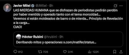 Otro de los posteos de Milei