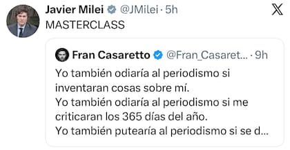 Otro de los posteos de Milei
