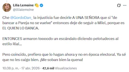 Otro tuit de Lemoine contra Parisini