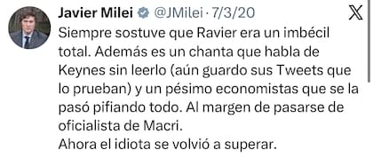 Otro viejo posteo de Milei sobre Ravier