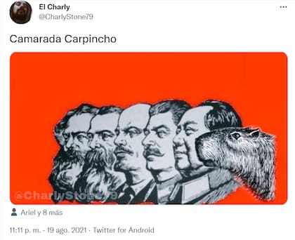Otros usuarios compararon la invasión de carpinchos con las revoluciones históricas. Fuente: Twitter.