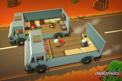 Overcooked! es un videojuego para PC ideal para disfrutar en familia para preparar diversos platos en cocinas caóticas e inusuales, con partidas de hasta cuatro jugadores