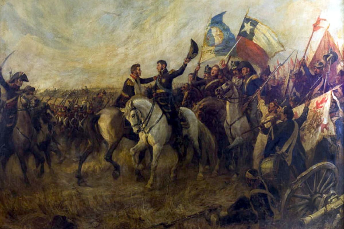 O´Higgins y San Martín en "El abrazo de Maipú", obre de Pedro Subercaseaux.