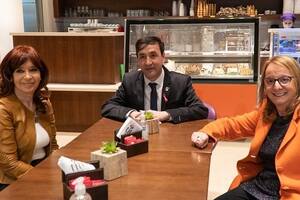 Pablo Grasso, junto la vicepresidenta Cristina Kirchner y la gobernadora de Santa Cruz, Alicia Kirchner