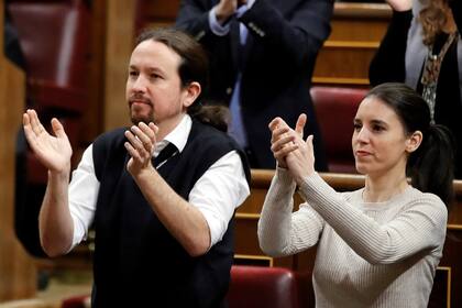 Pablo Iglesias, líder de Unidas Podemos y vicepresidente del Gobierno de España, e Irene Montero, ministra de Igualdad