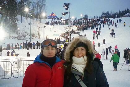 Pablo, junto a su mujer, en Finlandia, organizando un campeonato mundial de ICDH con Red Bull en el parque que dirigía.