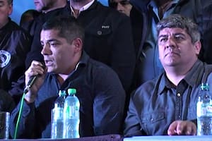 Pablo Moyano junto con Maximiliano Cabaleyro, el referente de los camioneros en San Nicolás que está ahora con prisión domiciliaria