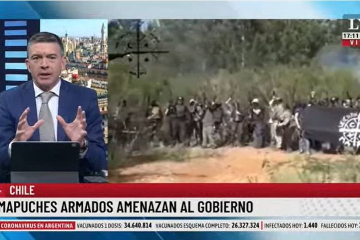 Pablo Rossi mostró el video de un grupo de mapuches armados en el sur de Chile y se asombró con las imágenes y sentenció: "La simbología aterra"