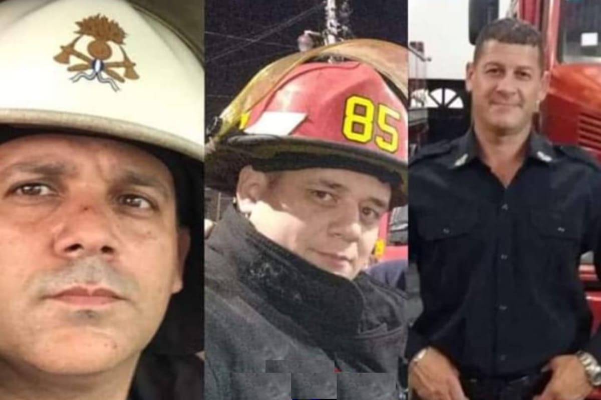 Pablo Silva, Cristian Ragazzoni y Héctor Fedelli, los tres bomberos fallecidos durante un incendio en Caseros