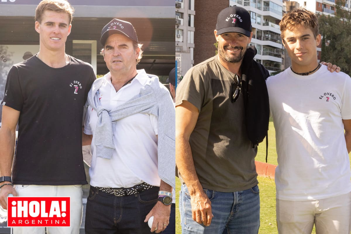 Padres e hijos. Cruz posa con Eduardo Heguy, mientras Lukin hace lo propio con Lucas Monteverde.