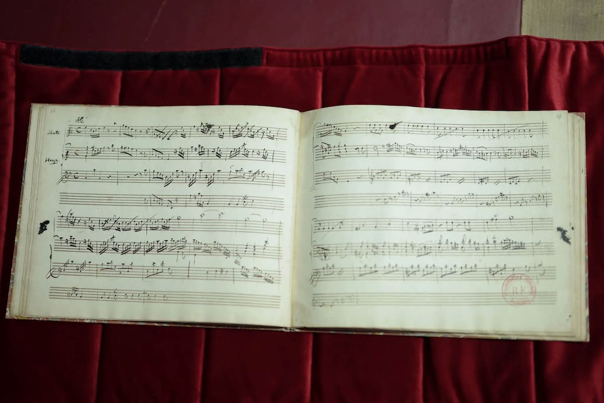 Páginas del cuaderno manuscrito de Mozart que se encontró en la Biblioteca Nacional de Francia
