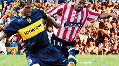 Palermo y Verón, como un símbolo de aquel duelo entre Boca y Estudiantes