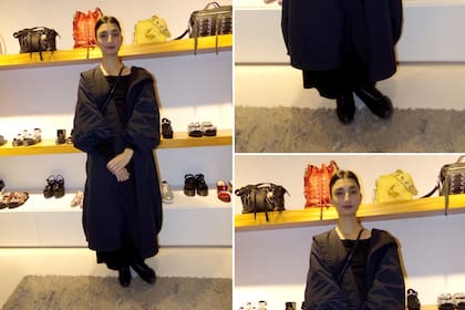 Paloma Cepeda fué a conocer la nueva colección de Lu Boloque y le hizo frente al frío con una campera negra digna de una excursión al polo norte