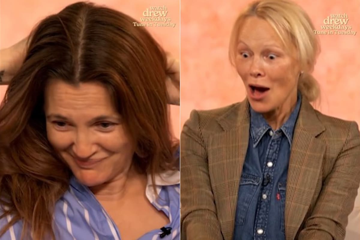 Pamela Anderson, invitada al programa de Drew Barrymore, se sorprende cuando la anfitriona se saca las extensiones de cabello en vivo