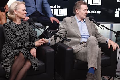 Pamela Anderson y Liam Neeson se tomaron de la mano durante una entrevista para promocionar su nueva película