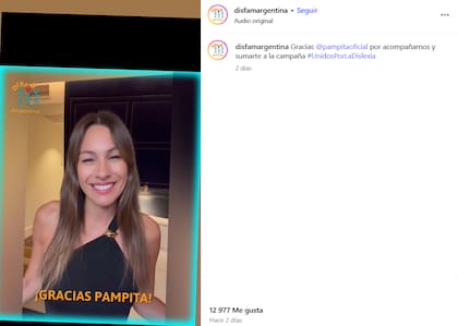 Pampita se sumó a la campaña de concientización por el Día Internacional de la Dislexia (Foto: Captura Instagram/@disfamargentina)