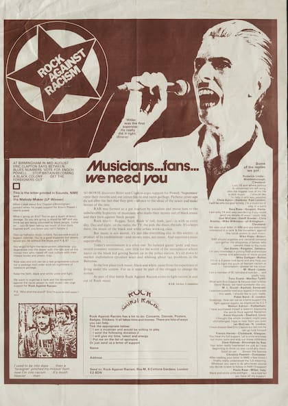 Panfleto de Rock Against Racism