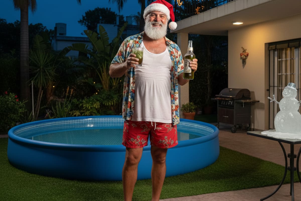 Papá Noel, relajado, no pensaba trabajar con tanto calor