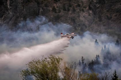 Para combatir el incendio forestal en el cerro Pique se utilizaron medios aéreos