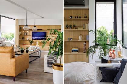 Para crear una continuidad entre el living y la galería, se usó el mismo porcelanato símil madera (Ilva) y se instalaron ventanales corredizos.