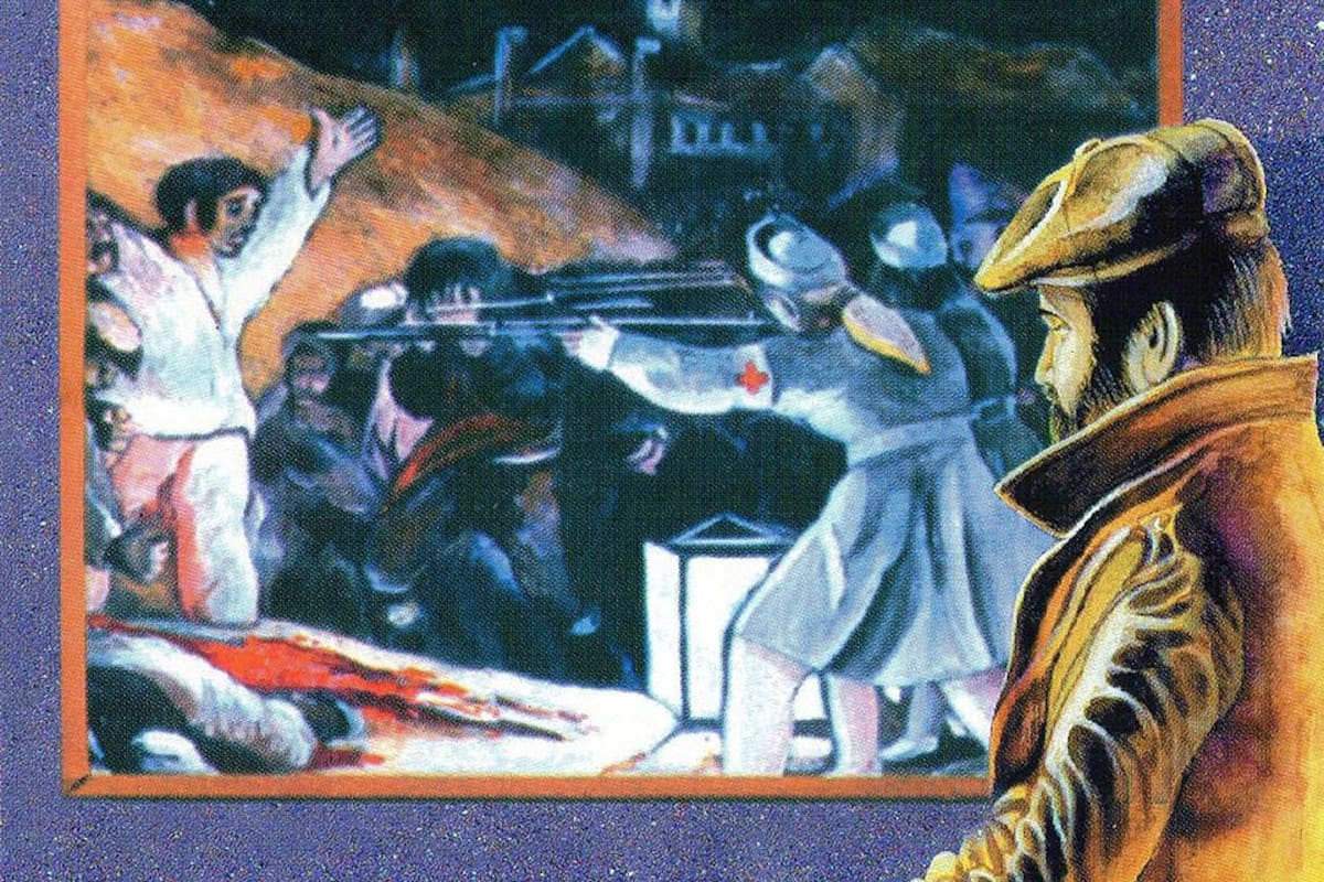 Para el arte de tapa de Bang Bang, Rocambole trabajó sobre la idea de la obra “Los fusilamientos del 3 de mayo”, del artista español Goya