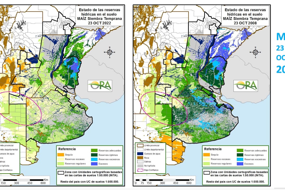 Para el maíz, las reservas hídricas hoy son peor que en igual fecha de 2008