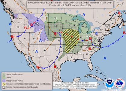 Para el martes, las tormentas eléctricas severas se desplazan hacia el este