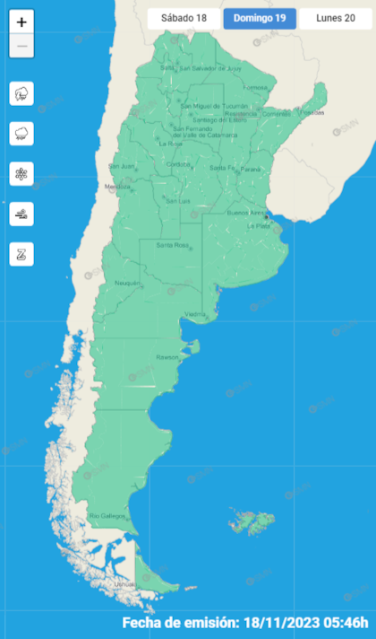 Para este domingo, según el SMN "no se esperan fenómenos meteorológicos que impliquen riesgos"