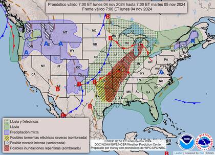 Para este lunes se registran temperaturas bajo cero en Dakota del Norte y Montana, con mínimas que alcanzan los -5°C.