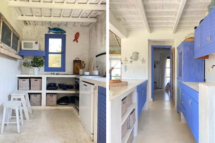 Para ganar claridad, se colocó microcemento sobre el piso cerámico original. Además de hacer la galería, los dueños ampliaron la cocina y la integraron al ambiente principal.