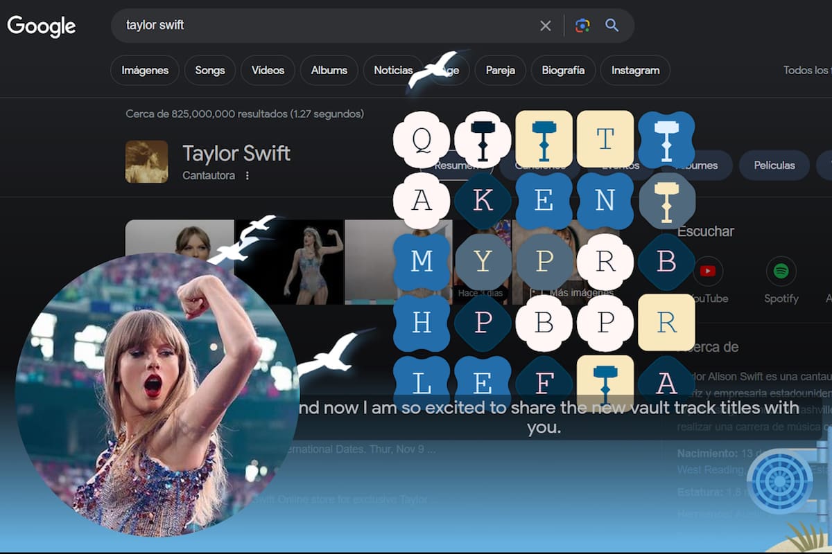 Para hacer que aparezca el acertijo basta con buscar el nombre de Taylor Swift en Google