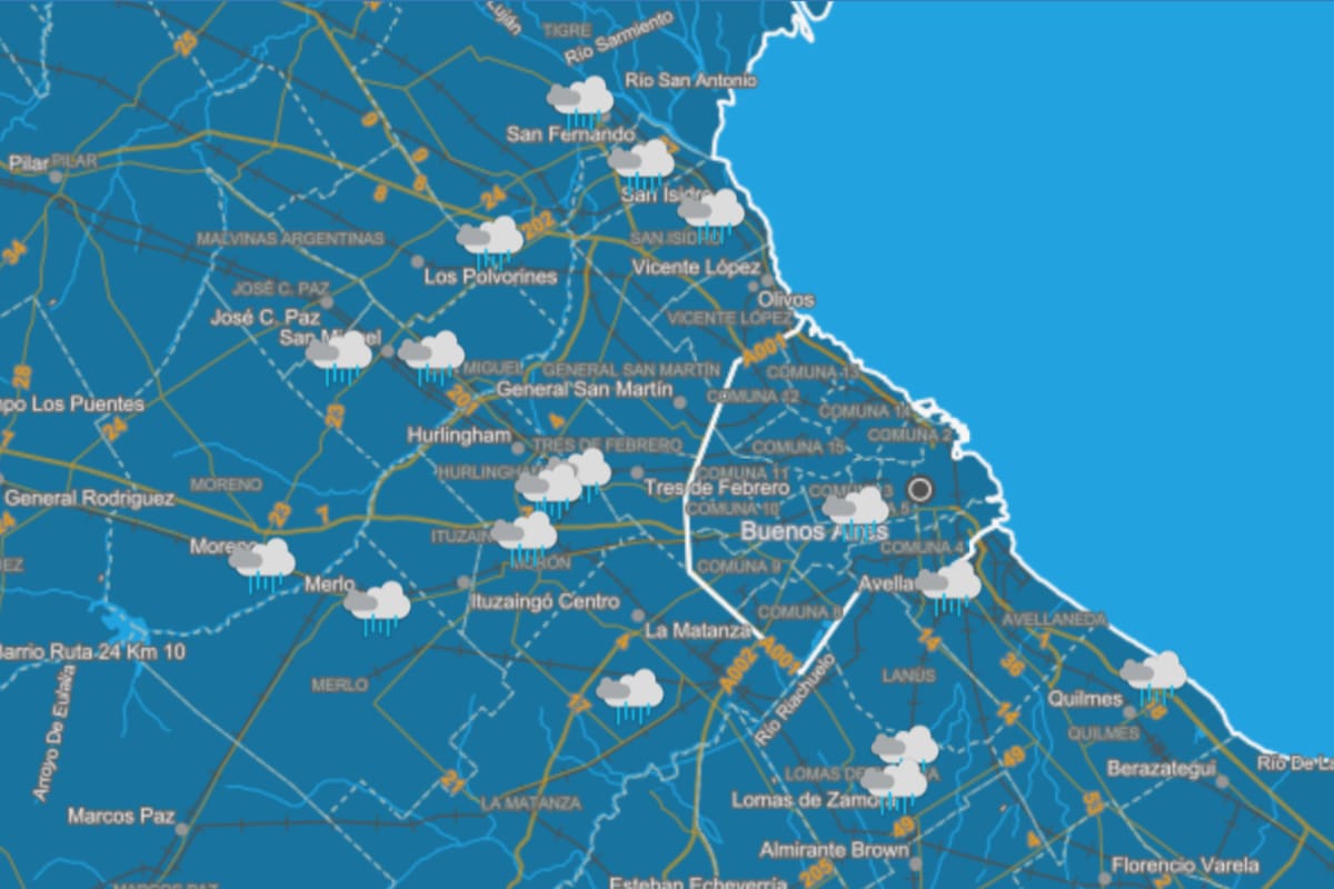 Para hoy se esperan tormentas aisladas y fuerte viento durante todo el día