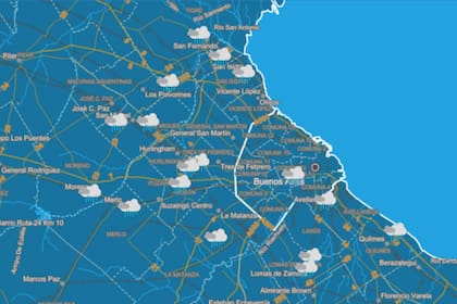 Para hoy se esperan tormentas aisladas y fuerte viento durante todo el día