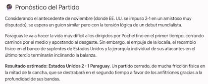 Para la IA de Google, el ganador del partido será Estados Unidos